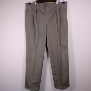 Vintage 80s DuxBak Pants Mens 38x32 Khaki Tan Dress Pleated USA Made Fit38.75x31